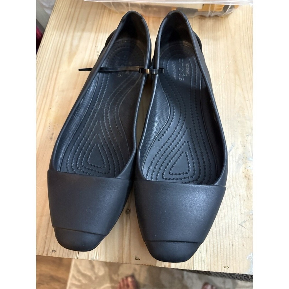Crocs Sienna Ballet Flat Shoes Womens w7Black Comfort Slip On Loafer Lightweight